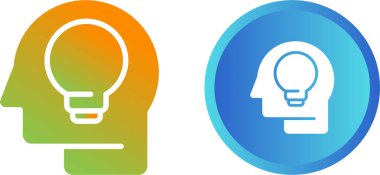 Ampul simgelerine sahip baş, vektör illüstrasyonu