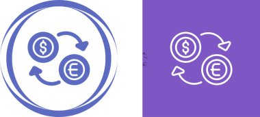 Dolar ve Avro para birimli yaratıcı grafik simgeleri. Uygulama için para dönüştürücü düğmeleri