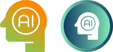 Beyaz arka planda izole edilmiş erkek başlarındaki yapay zeka, vektör illüstrasyonu 