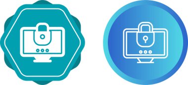 Beyaz arkaplanda izole edilmiş kilit simgelerine sahip bilgisayar ekranları, vektör illüstrasyonu 