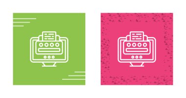 Beyaz arkaplanda bilgisayar ekranı simgesi olan yazıcılardaki belgeler izole edildi. vektör