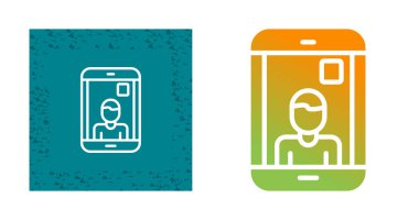 Video arama simgeleri ayarlandı, Avatar sembollü akıllı telefon. vektör illüstrasyonu