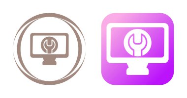 Bilgisayar monitörleri ve anahtar simgeleri seti, vektör illüstrasyonu  