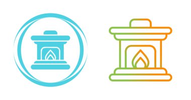 Beyaz arkaplanda izole edilmiş şömine simgeleri, vektör illüstrasyonu 