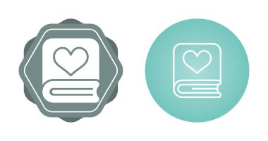 Sevgililer günü ikonları. Kapakta kitap ve kalp şekilleri 