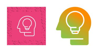 Ampul simgelerine sahip baş, vektör illüstrasyonu