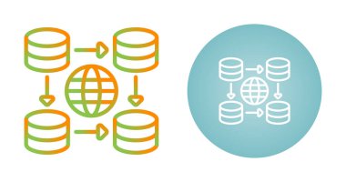 Ağ Veri Depolama Simgesi Beyaz Arkaplanda İzole Edildi 