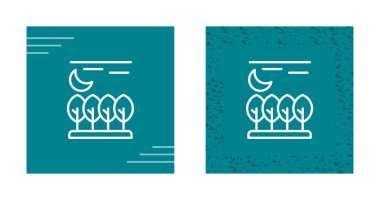 Basit düğmeler. Gece vakti ağaçların vektör çizimi 