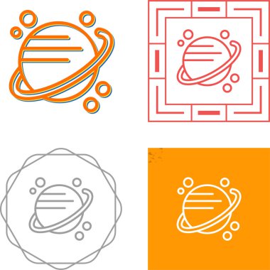 Modern tasarım uygulamaları için mükemmel, beyaz zemin üzerine izole basit bir gezegen simgelerinin düz tasarım çizimi.
