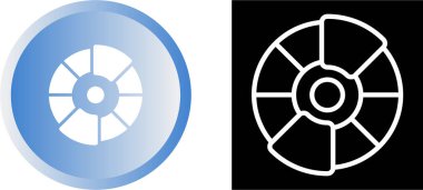 Pasta grafiği bilgi simgesi. Bölümlerle veya parçalarla çember çizimi yapın. Bilgi, veri analizi, web tasarımı, ui veya sunum için bölümlü çemberler. Vektör illüstrasyonu.