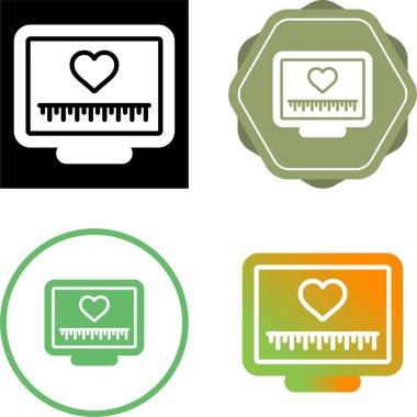 Bilgisayar ekranlarında kalp işaretleri ve kalp atış hızı simgeler, vektör illüstrasyonu 