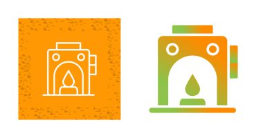 Alevli fırın, fırın ya da kazanı temsil eden endüstriyel simgelerin grafiksel çizimi.