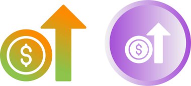 Yukarı bakan okları olan dolar simgeleri kümesi, vektör illüstrasyonu