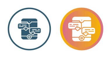 Sohbet baloncukları simgeleri olan akıllı telefon seti, vektör illüstrasyonu basit tasarım