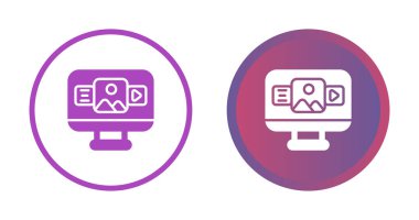 Çeşitli dijital dosya ve ortamları gösteren bir monitör ekranının simgeleri.