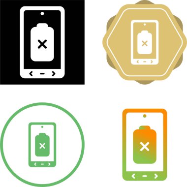 pc tabletleri ve pil düşük göstergeleri olan düz ve küçük simgeler 