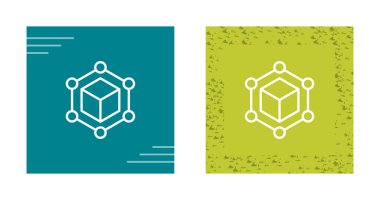 Koyu arkaplanda blok zinciri simgesi logosu konsepti. Kripto para birimi veri imzası tasarımı. Soyut geometrik blok zincir teknolojisi iş tabelası. Vektör illüstrasyonu