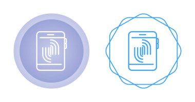 Beyaz arkaplanda izole akıllı telefonlarda parmak izi simgeleri ayarlandı