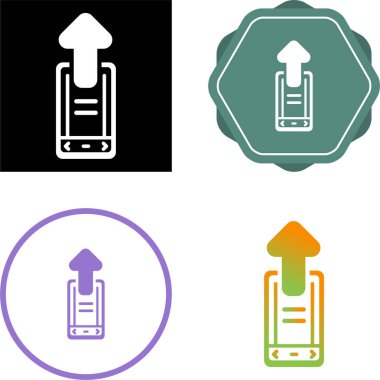 Beyaz arkaplanda akıllı telefonlar ve oklar kümesi, vektör illüstrasyonu  