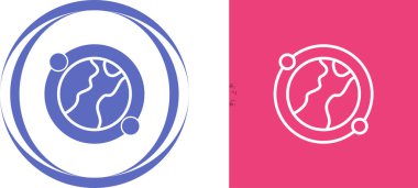 Yeryüzü çizgi simgeleri ayarlandı, vektör tasarımı