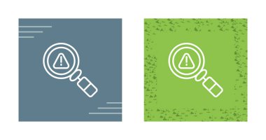 Büyütme gözlüğü ve uyarı simgeleri, vektör illüstrasyonu 