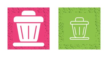 Çöp kutusu düz vektör simgeleri ayarlandı