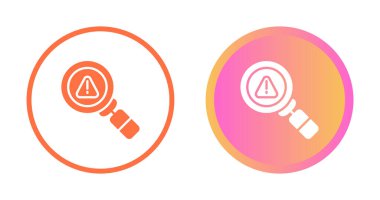 Büyütme gözlüğü ve uyarı simgeleri, vektör illüstrasyonu 