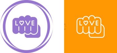 Yumruk web simgesi vektör illüstrasyonunda aşk dövmesi