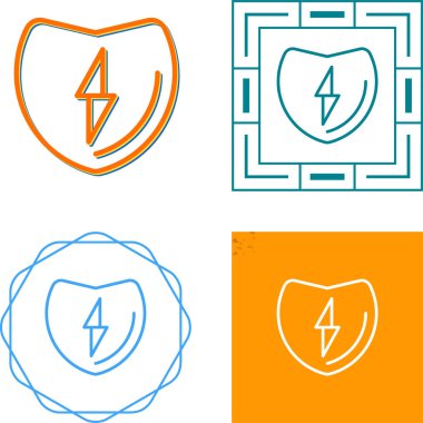 Koruma kalkanı simgeleri ayarlandı, vektör illüstrasyonu