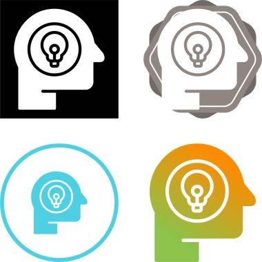 İnsan kafası ve ampul ikonu web tasarımı