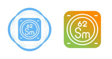 Samaryum kimyasal element simgeleri vektör illüstrasyonu