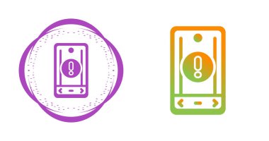 Beyaz arkaplanda izole edilmiş akıllı telefon ve uyarı simgeleri seti, vektör illüstrasyonu   