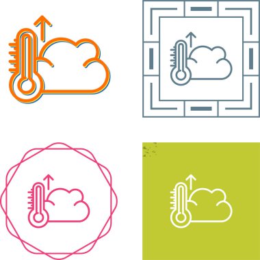 Termometreler ve bulutlar, hava sıcaklığı simgeleri, vektör illüstrasyonu  