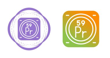 Praseodim kimyasal element simgeleri vektör illüstrasyonu