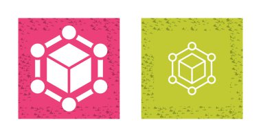 Koyu arkaplanda blok zinciri simgesi logosu konsepti. Kripto para birimi veri imzası tasarımı. Soyut geometrik blok zincir teknolojisi iş tabelası. Vektör illüstrasyonu