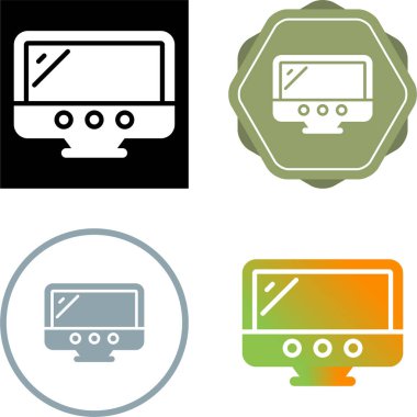 Beyaz arkaplanda izole edilmiş bilgisayar ekran simgeleri, vektör illüstrasyonu