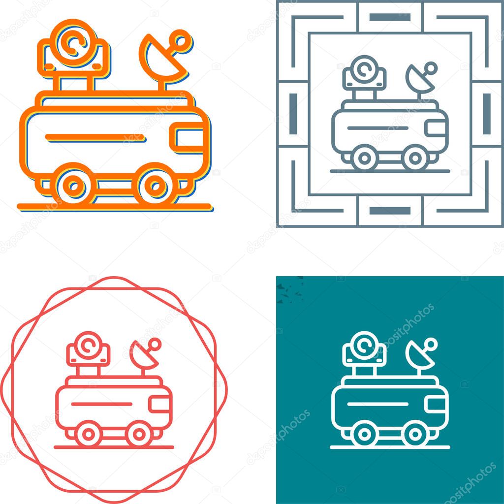 Van an antenna outline vector icon. Thin line black van an antenna icon, flat vector simple element illustration from editable mechanicians concept isolated stroke on white background