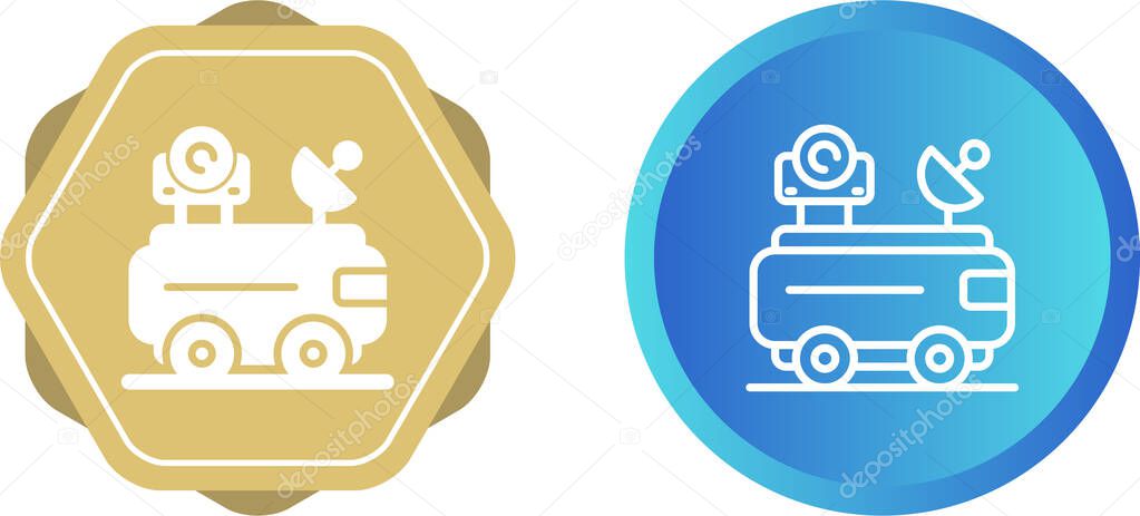 Van an antenna outline vector icon. Thin line black van an antenna icon, flat vector simple element illustration from editable mechanicians concept isolated stroke on white background