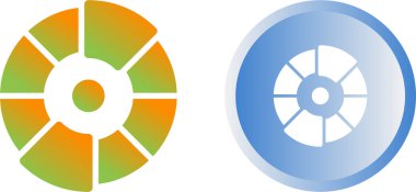 Pasta grafiği bilgi simgesi. Bölümlerle veya parçalarla çember çizimi yapın. Bilgi, veri analizi, web tasarımı, ui veya sunum için bölümlü çemberler. Vektör illüstrasyonu.