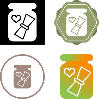 Kavanoz simgelerinde aşk mektubu seti, vektör illüstrasyonu basit tasarım