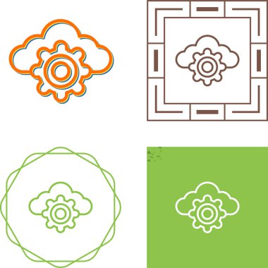 Bulut servis simgeleri ayarlandı, vektör illüstrasyonu basit tasarım