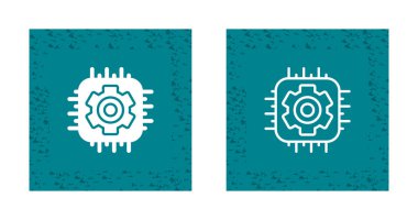 beyaz arkaplanda izole edilmiş bilgisayar çipi simgesi, vektör illüstrasyonu 