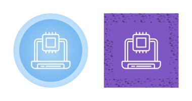 beyaz arkaplanda dizüstü bilgisayarlar ve işlemciler simgeleri, vektör illüstrasyonu