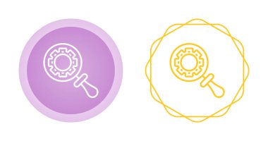 beyaz arkaplanda izole edilmiş dişli simgeli büyüteç