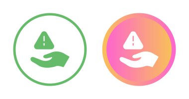 Tehlike simgeleri belirlendi, risk sembolleri, basit ve modern vektör çizimi. Uyarı işaretleri tutan eller