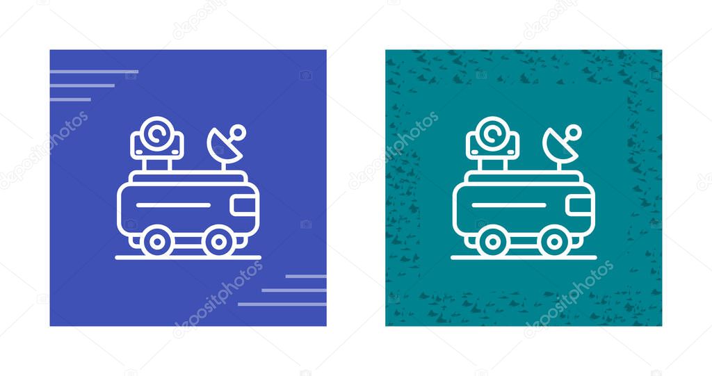 Van an antenna outline vector icon. Thin line black van an antenna icon, flat vector simple element illustration from editable mechanicians concept isolated stroke on white background