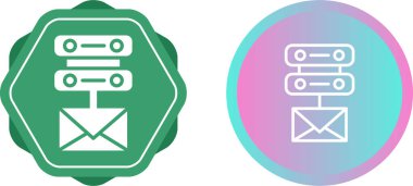 Beyaz arkaplan, vektör illüstrasyonunda veri merkezi ve e-posta harflerinin vektör kümesi       