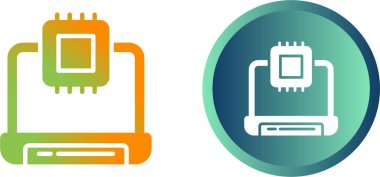 beyaz arkaplanda dizüstü bilgisayarlar ve işlemciler simgeleri, vektör illüstrasyonu