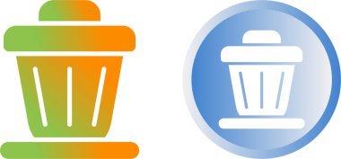 Çöp kutusu düz vektör simgeleri ayarlandı