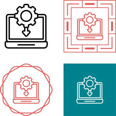 dizüstü bilgisayar ayarları web simgesi vektör çizimi